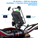 Motorcycle Mobile Phone Mount Holder Charger Clamp With Self Locking