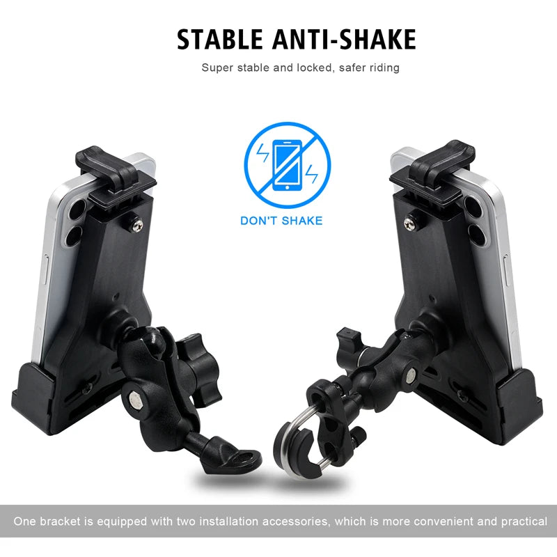 Motorcycle Mobile Phone Holder Mount 360-degree Rotation Bracket Clamp