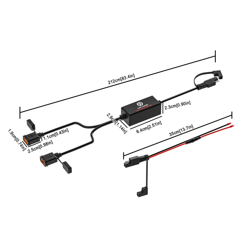 Dual USB Motorcycle Fast Charging Mobile Phone Adapter Chargers