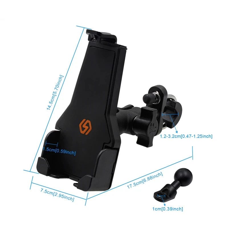 Motorcycle Mobile Phone Holder Mount 360-degree Rotation Bracket Clamp