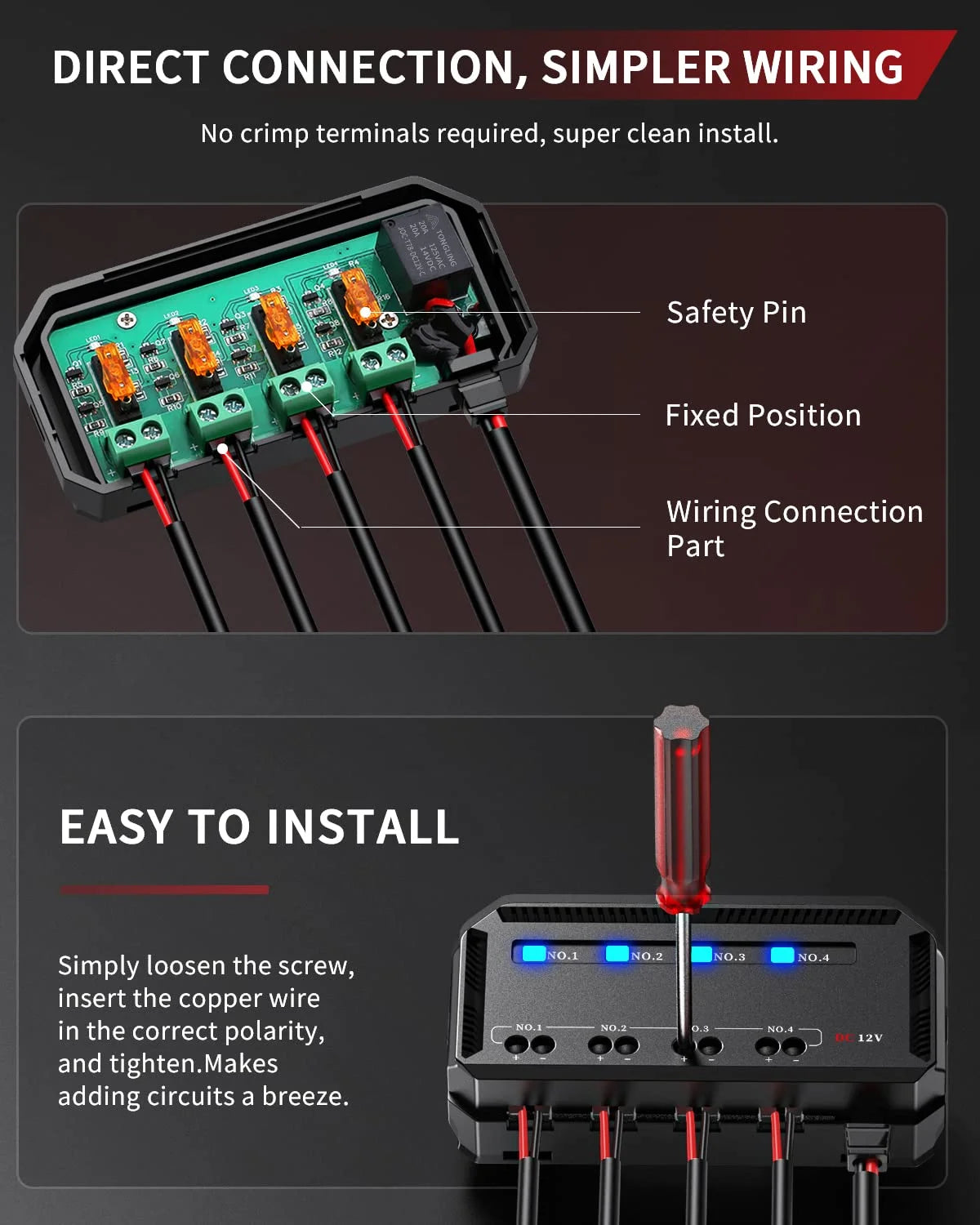 Motorcycle 12v Fuse Box Junction Block Holder With 4 Circuits