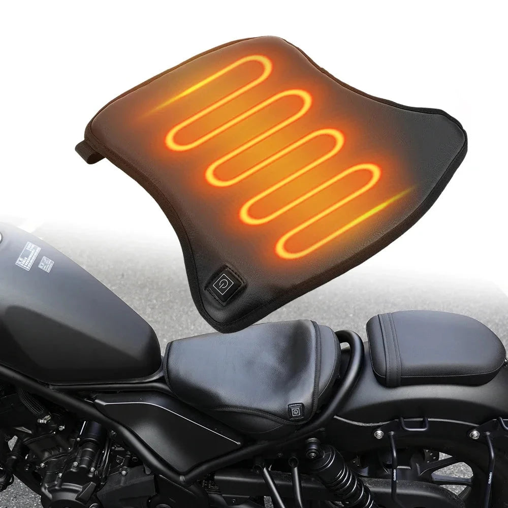 Electric Motorcycle 12V Heated Seat Cushion Warmer Cover Heat Pad