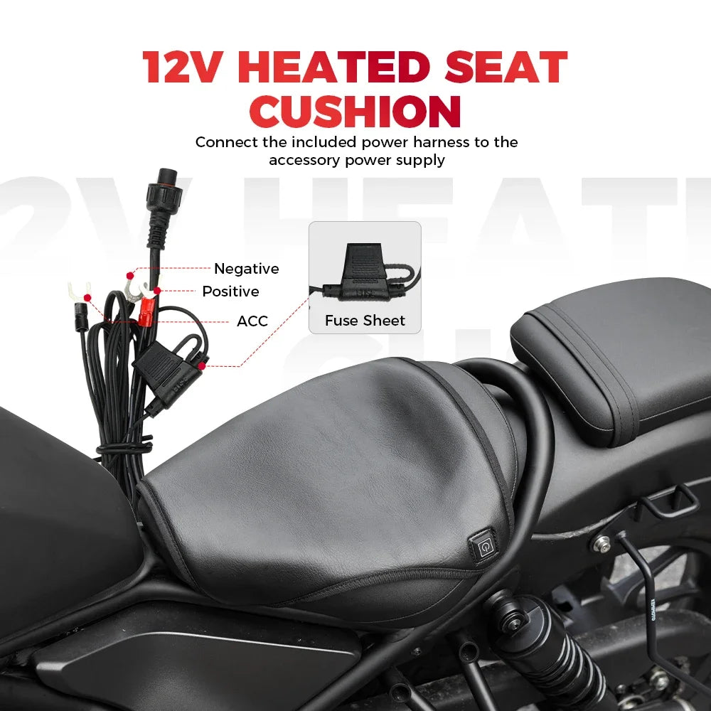 Electric Motorcycle 12V Heated Seat Cushion Warmer Cover Heat Pad